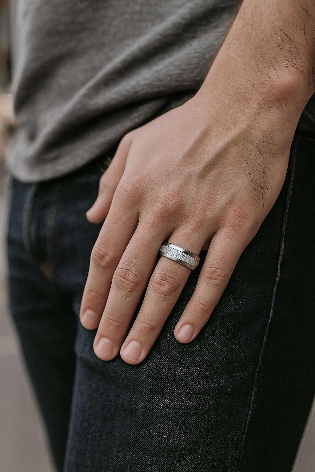 white fiber inlay black tungsten wedding band with free engraving for men